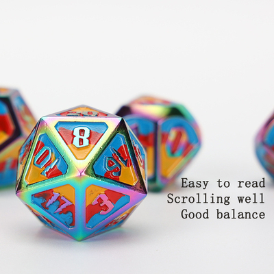 เซตลูกเต๋าโลหะและพลาสติก D20 เกม D &amp; D โพลีเอเดรอน DND เซตลูกเต๋า RPG