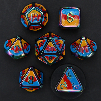 เซตลูกเต๋าโลหะและพลาสติก D20 เกม D &amp; D โพลีเอเดรอน DND เซตลูกเต๋า RPG