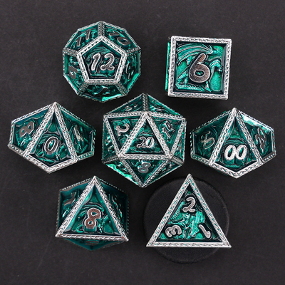 สีเขียว DND มังกรและ Dungeon เหรียญลูกเต๋า เซ็ตลูกเต๋า Rune