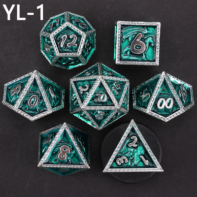 สีเขียว DND มังกรและ Dungeon เหรียญลูกเต๋า เซ็ตลูกเต๋า Rune