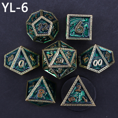 สีเขียว DND มังกรและ Dungeon เหรียญลูกเต๋า เซ็ตลูกเต๋า Rune