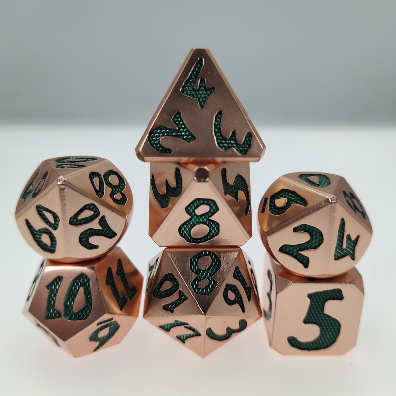 Sharp Edge Handmade Polyhedral Dice Set High Quality Metal Special Hands Feeling Green For RPG game
