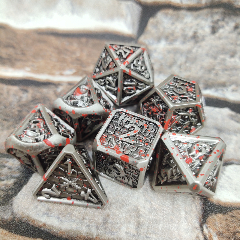 แกนเหลวน้ำหนักเบาปลอดสารพิษ Dnd Rainbow Dice Set Polyhedral Metal Black