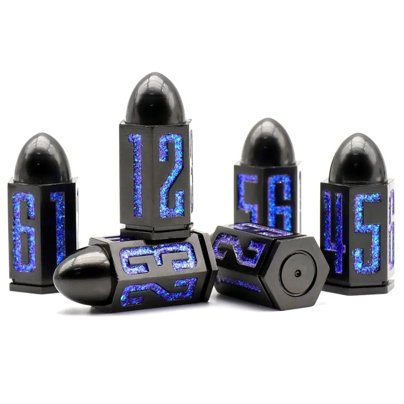 D6 Bullet Metal Dice Set 6 ชิ้น 6 ด้าน สําหรับ Dnd Dungeons Rpg Warhammer Shadowrun Dice