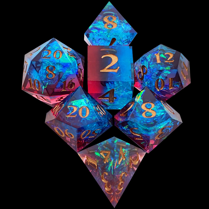 มัลติคอลเลอร์ Custom Resin Dice DND#RPG สีแดงและสีน้ําเงิน เนื้อที่เรียบ