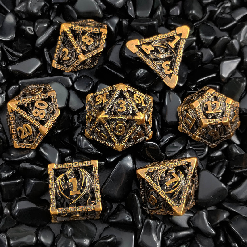 เซ็ตลูกเต๋าโลหะหลายหน้า D20 ดัดคม ดรากอนบิน
