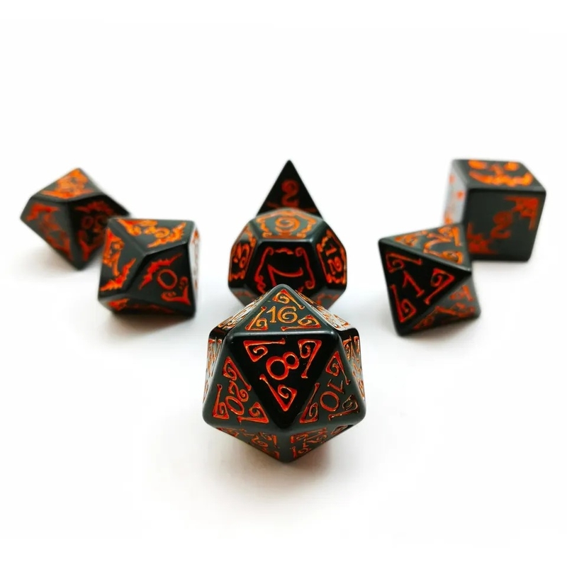 โพลีโมเดียล เรซิน ดิซ 7PCS RPG ดิซ ชุด D4 D6 D8 D10 D12 D20 D20