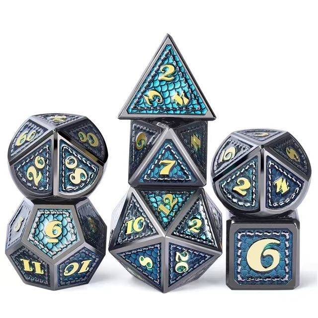 มังกรสกะเล โลหะแข็ง สูตรลูกเต๋าหลายสี DND RPG สีสดใส