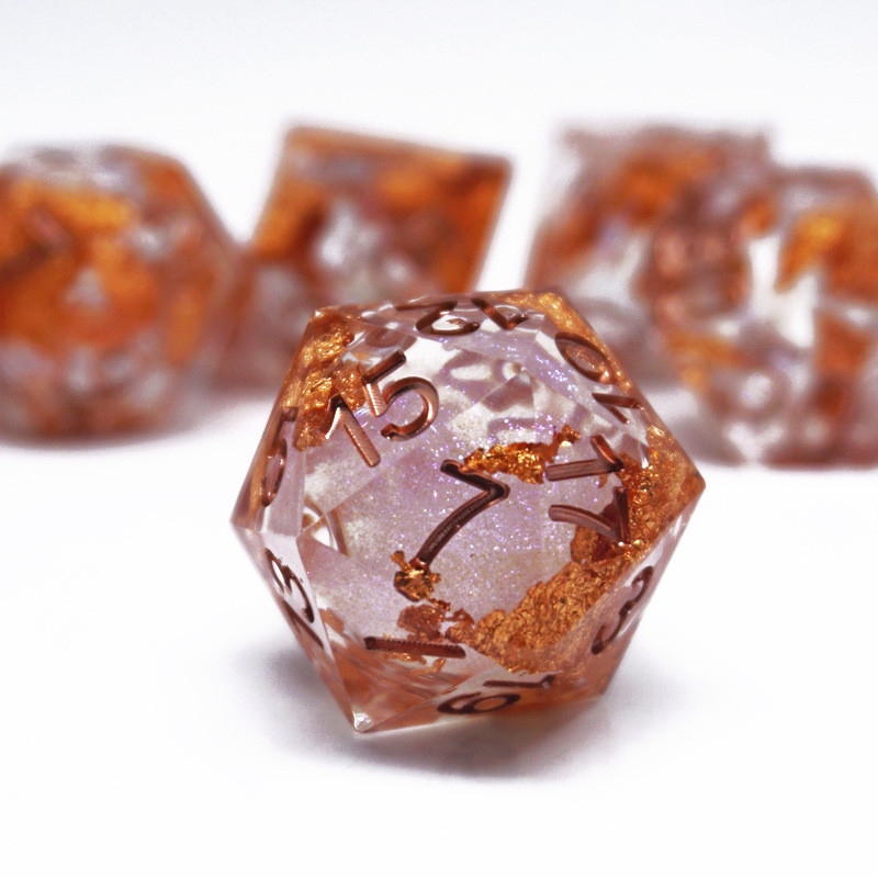 Yellow Flurry Line RPG Resin Dice Set Krusu DND สําหรับของขวัญและการสะสม