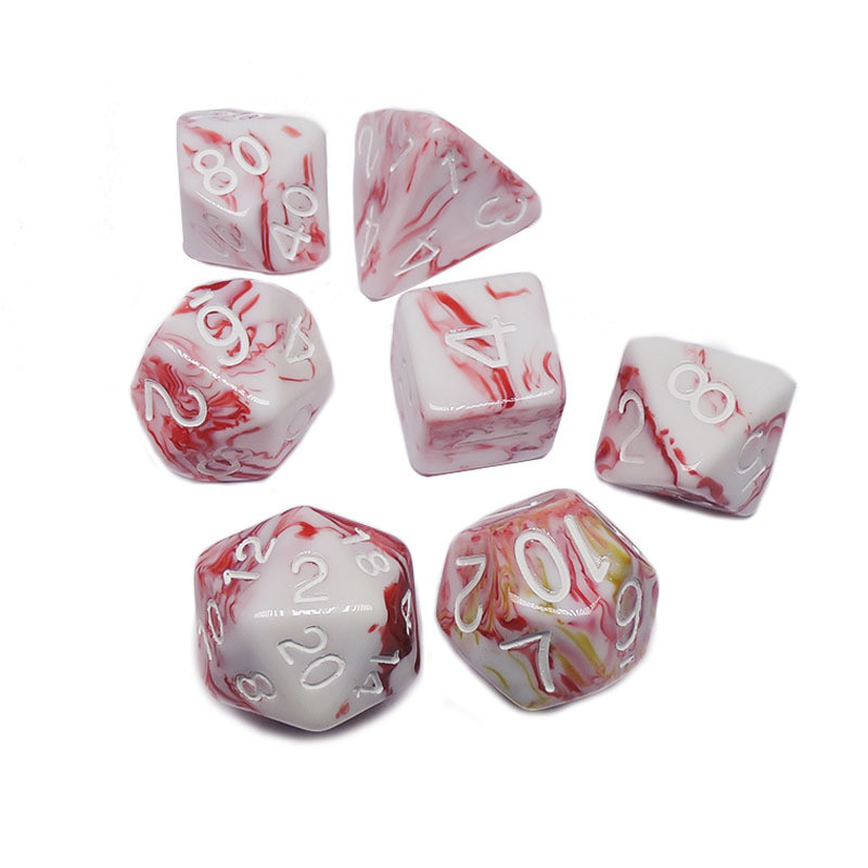 ตัวละครสีขาวและสีแดง ธ อร์สิน เล่นชุดลูกเต๋าหลาย -noodle มังกรและ Dungeon dnd dice